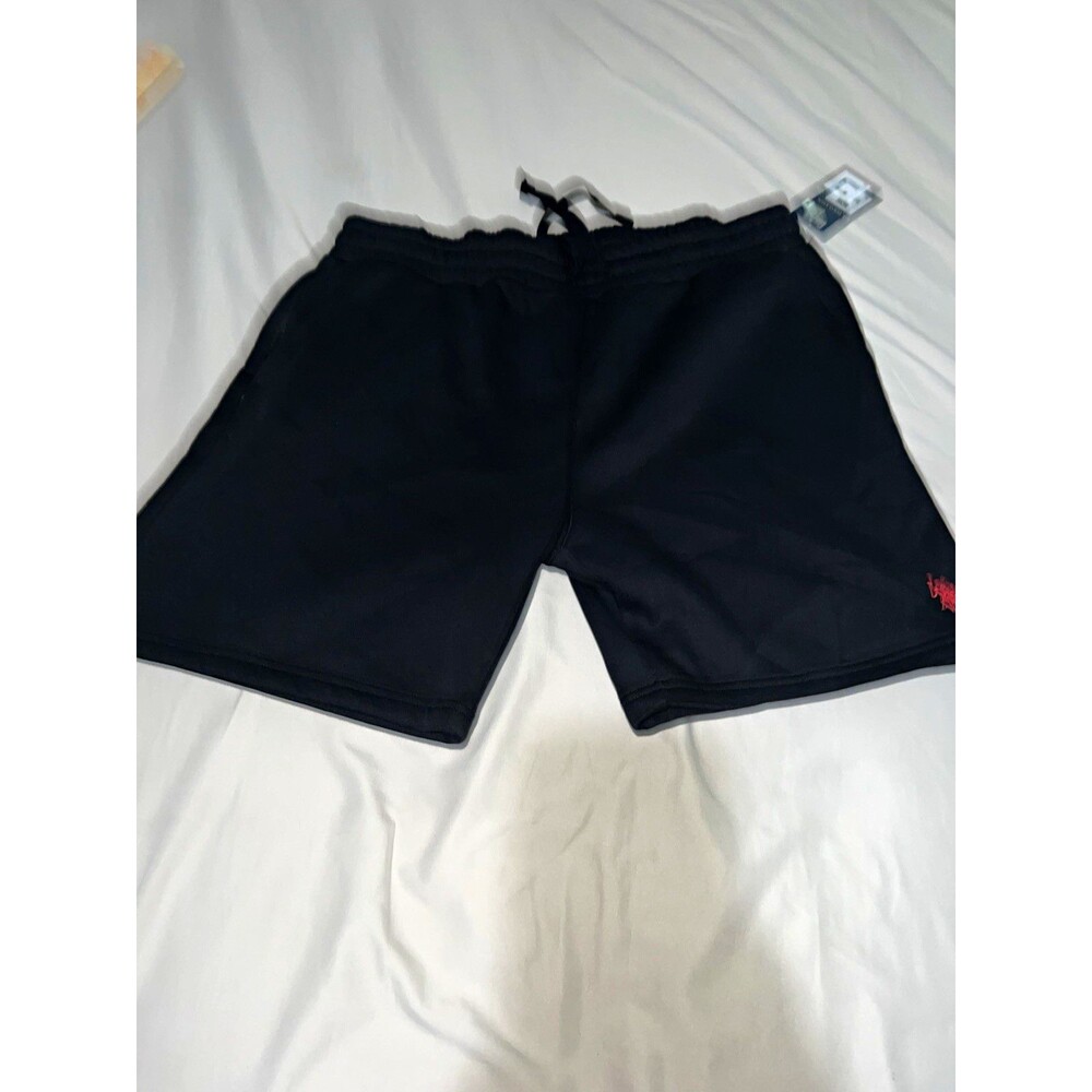 U.S. Polo Assn. Men's Black Fleece Athletic Shorts 2XL Drawstring Pockets Logo